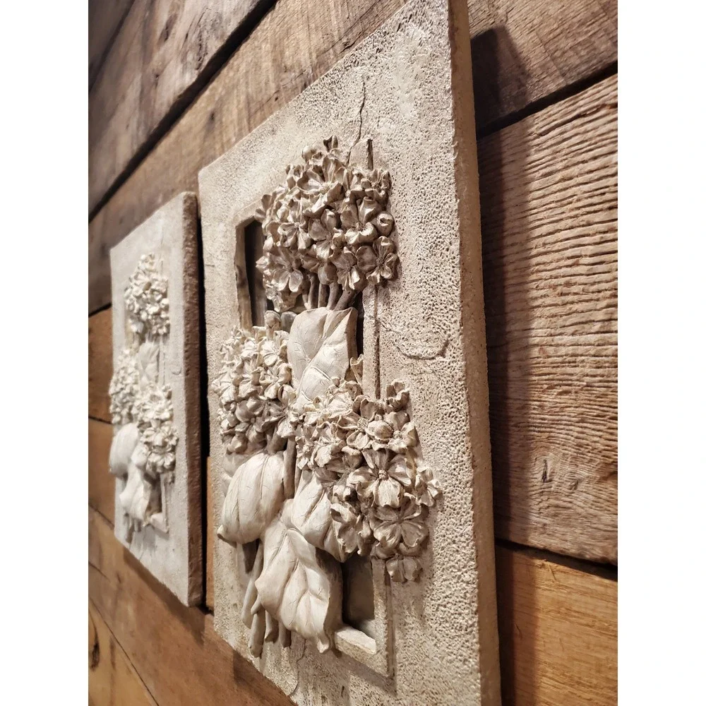 Vintage 3D Floral Mirror Wall Plaque Hydrangea 16